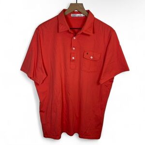 Criquet Polo Short Sleeve Shirt Coral Orange Men’s Size XL Office Casual Preppy